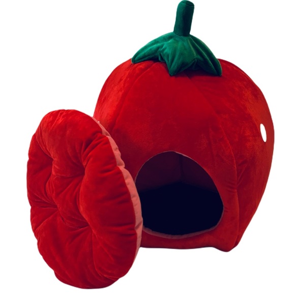 Other - Pet Bed Hut House Cave Bed Red Strawberry Small